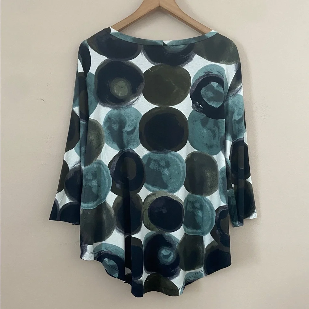 Alembika Abstract Dot Tunic Top Curved Hem Scoop Neck Oversized Medium - Picture 7 of 7